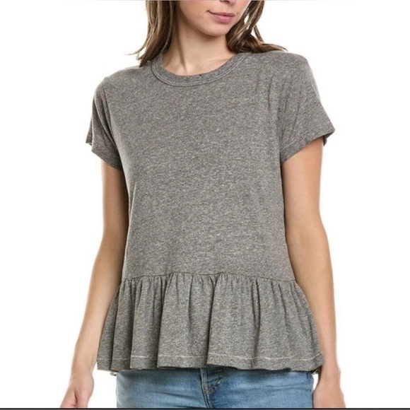 The Great Tops - The Great Ruffle Tee in Heather Grey